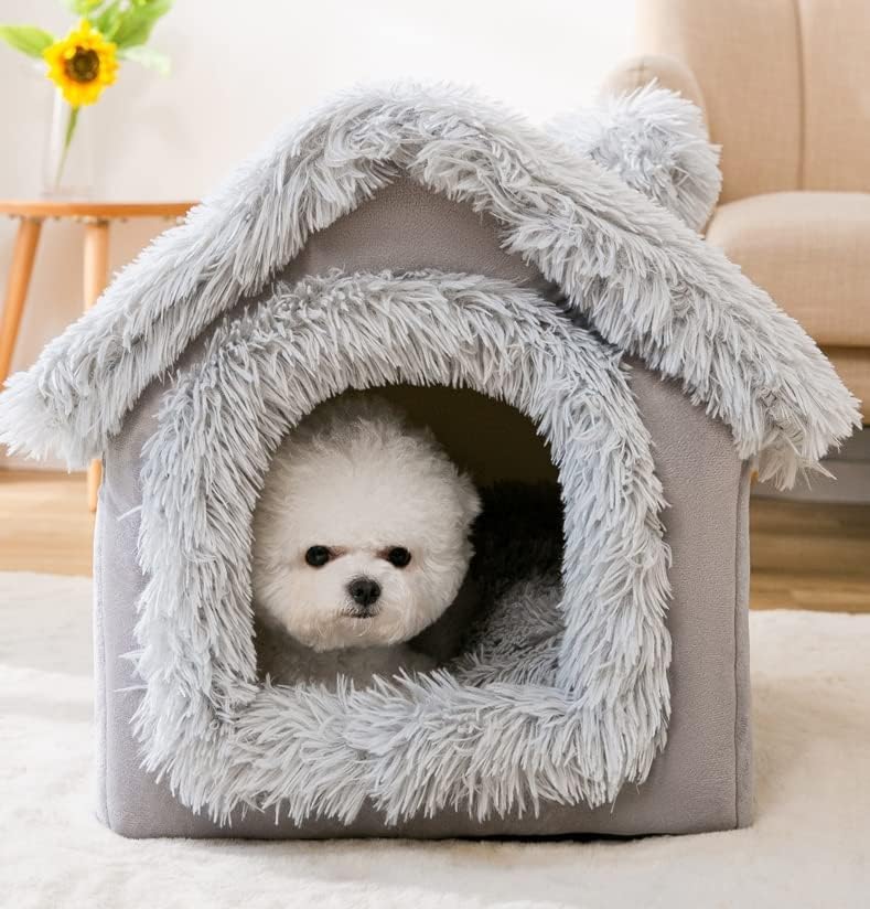 Grey Fluffy Pup Palace