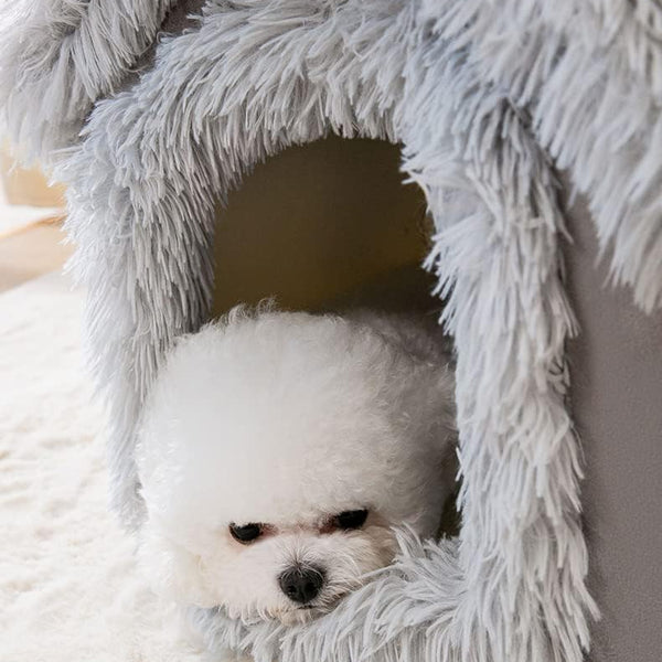 Grey Fluffy Pup Palace